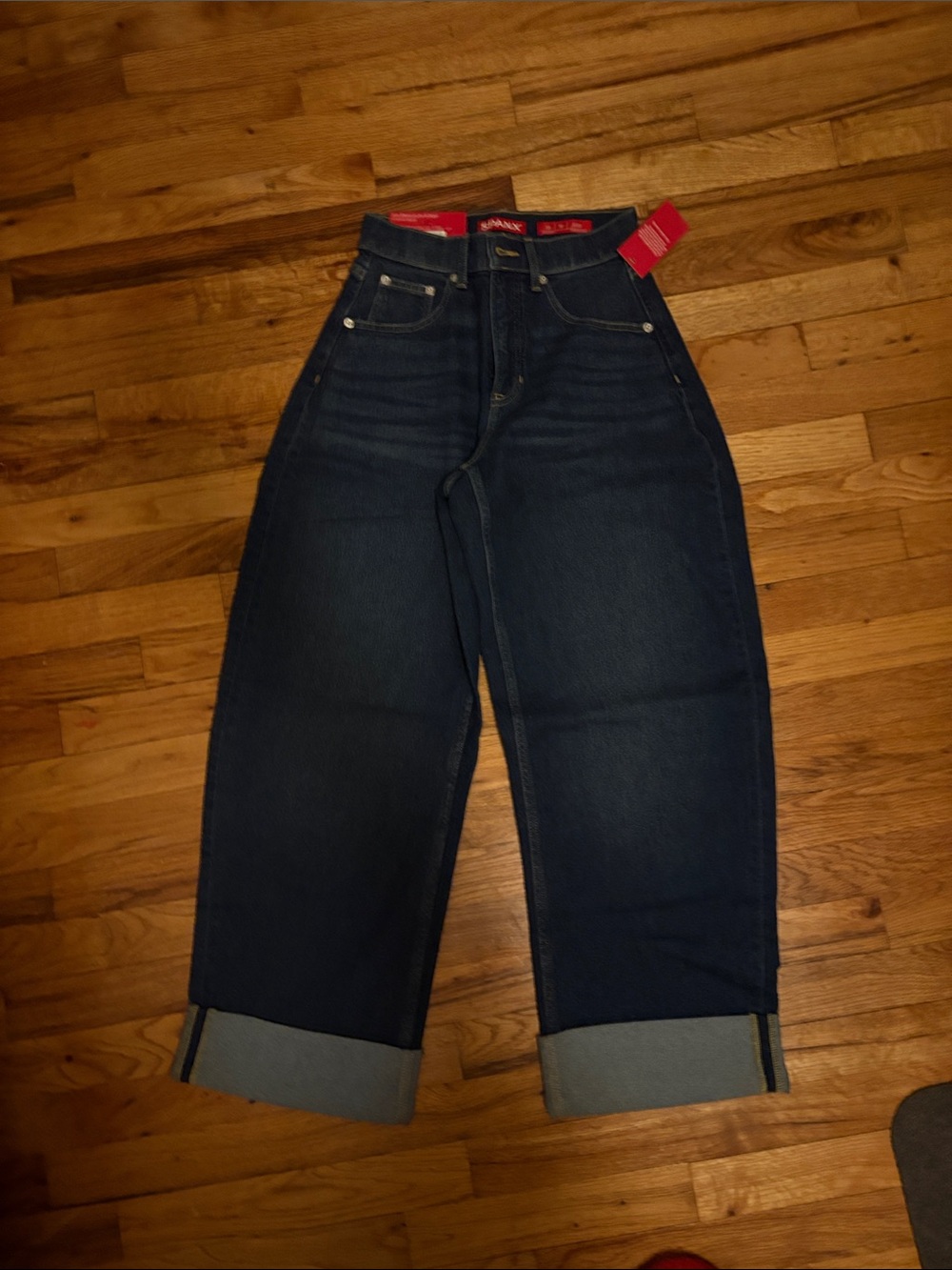 SPANX Dark Blue High-Rise Boyfriend Jeans